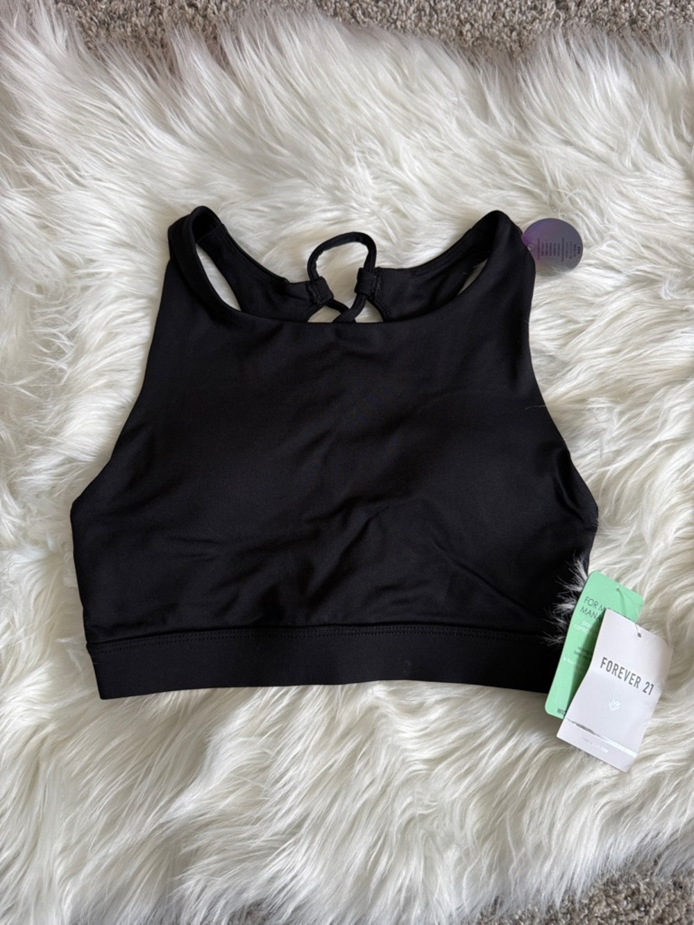 Forever 21 Black High-Neck Racerback Sports Bra